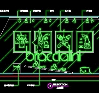 鞋帽店、服装店橱窗门面实例cad详图、装修施工图纸25例-77