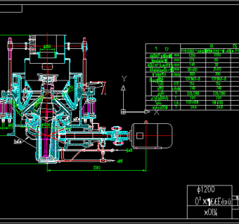1200圆锥破碎机总图CAD图纸