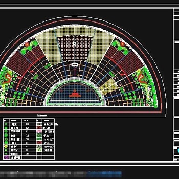 半圆形广场景观绿化设计CAD图