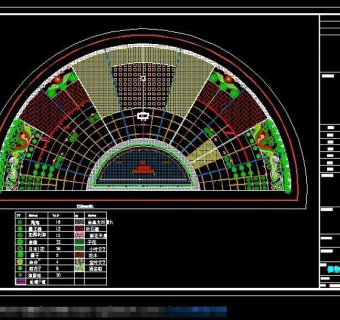 半圆形广场景观绿化设计CAD图