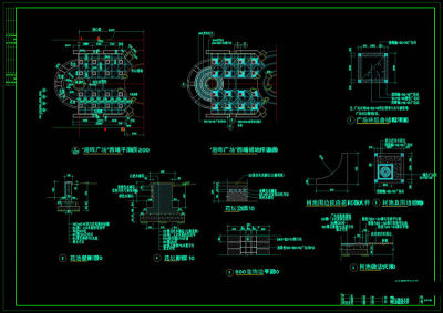 列植广场铺地及花坛大样cad图纸