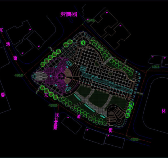 梁平县东池堰广场cad图纸
