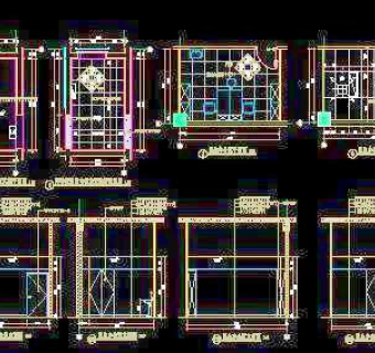 一层污物兼消防电梯前室,医生办公室平面,地坪,天花布置图-门诊、急诊楼装修CAD施工图