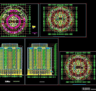 圆形建筑cad施工图纸