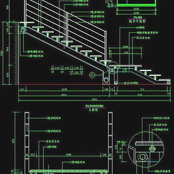 楼梯与栏杆cad详细施工图2
