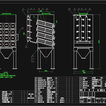筒滤筒除尘器总图CAD机械图纸