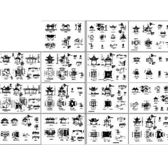 中式亭施工cad图