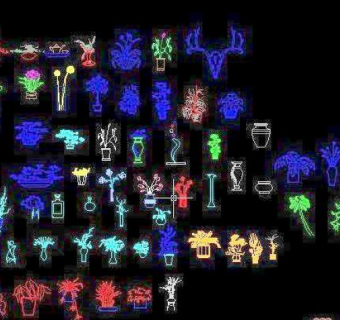 CAD植物花卉立面图块