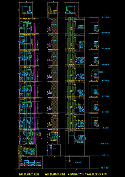 电制房立面图CAD图纸