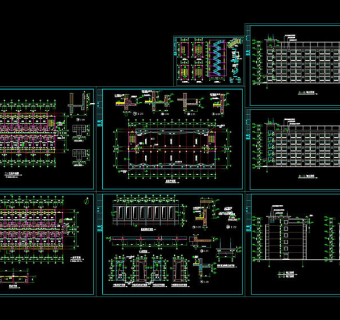 某中学宿舍楼建筑施工图cad图纸