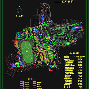 万源市中学校园详细规划cad图纸