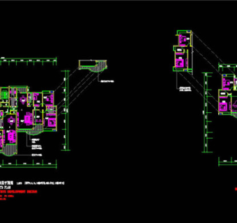 小区三户cad平面图CAD图纸