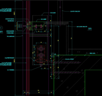 竖明横隐幕墙纵剖节点图CAD图纸