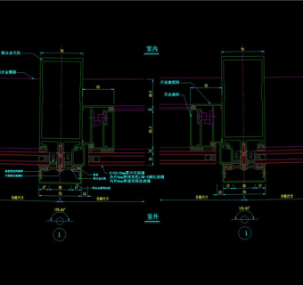 幕墙开启扇横剖节点图CAD图纸