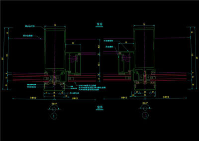 幕墙开启扇横剖节点图CAD图纸