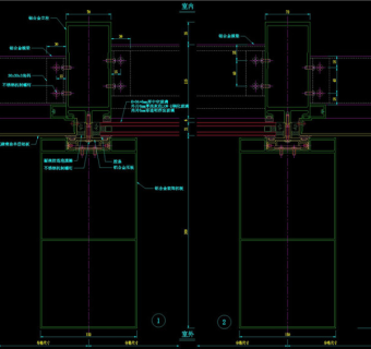 竖明横隐幕墙横剖节点图CAD图纸