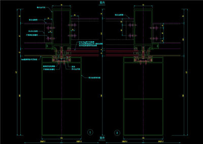 竖明横隐幕墙横剖节点图CAD图纸