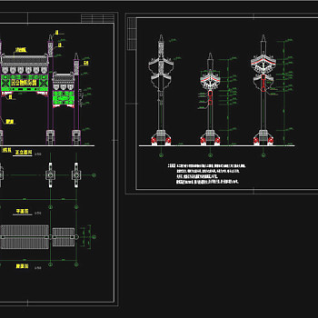 牌楼建筑设计方案图CAD图纸