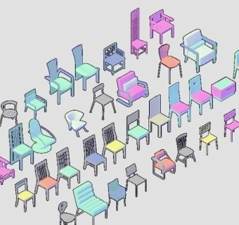 CAD立体椅子模块