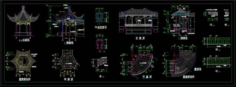 苏式亭阁大样及详图CAD图纸
