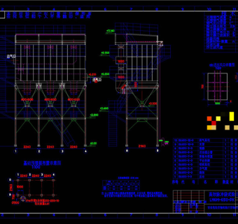 高效脉冲袋式除尘器CAD机械图纸