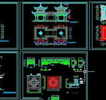 景观四角重檐亭CAD施工详图
