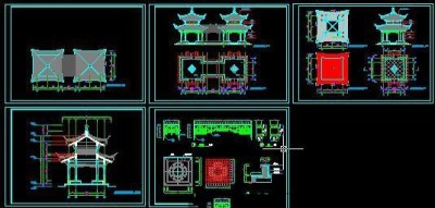 景观四角重檐亭CAD施工详图