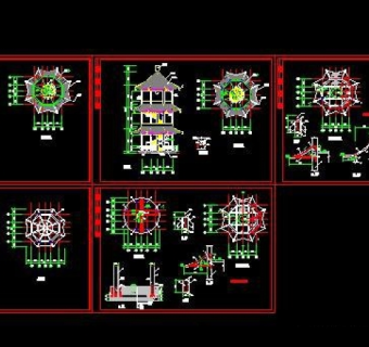 几种景观亭子详细CAD施工大样图
