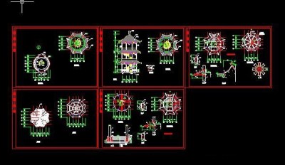 几种景观亭子详细CAD施工大样图