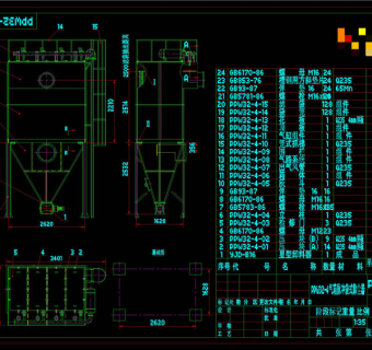 袋式除尘器总图CAD机械图纸