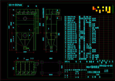 袋式除尘器总图CAD机械图纸