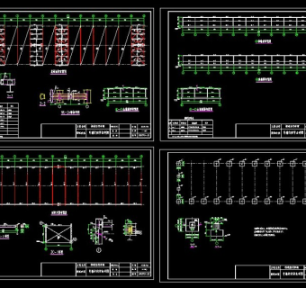 自行车棚11种弧形、单跨等cad施工图纸