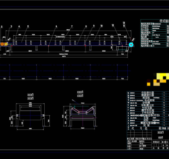 皮带输送机规格尺寸总图CAD机械图纸