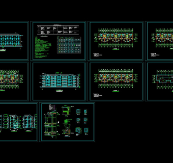部队多层宿舍楼cad平立面图