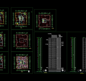 高层点式住宅楼平cad立面图