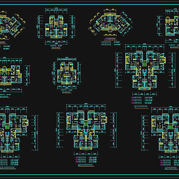 高层套型户型cad平面图