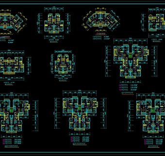 高层套型户型cad平面图