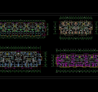 高层住宅户型组合cad平面
