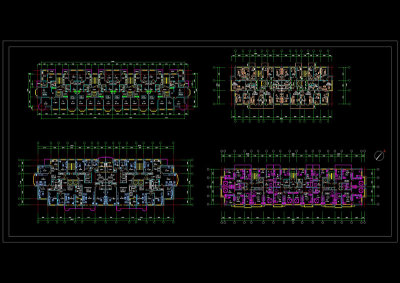 高层住宅户型组合cad平面