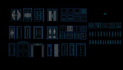 CAD立面门、铁花模块图片