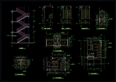 三号楼梯cad详图