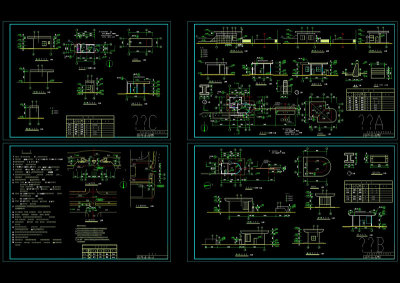 三个门卫建筑cad施工图纸3D模型