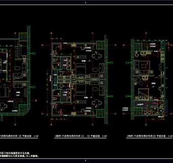 A栋四-六层商务酒店客房CAD图纸