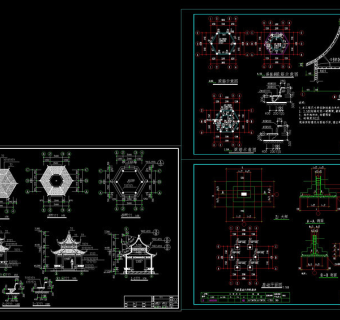 六角亭cad施工图