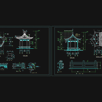 六角亭平面cad图纸