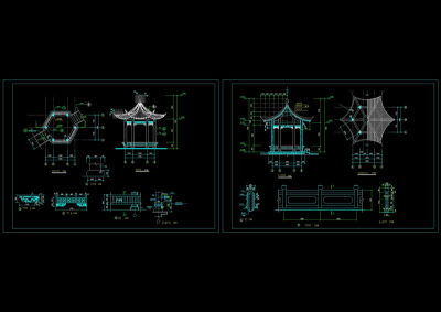 六角亭平面cad图纸