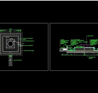 喷泉水体景区cad图纸