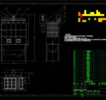 布袋除尘器装配图CAD机械图纸