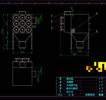 除尘器标准大样图CAD机械图纸