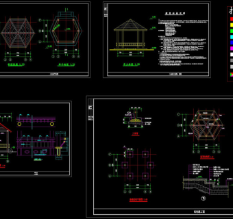 六角亭cad图纸